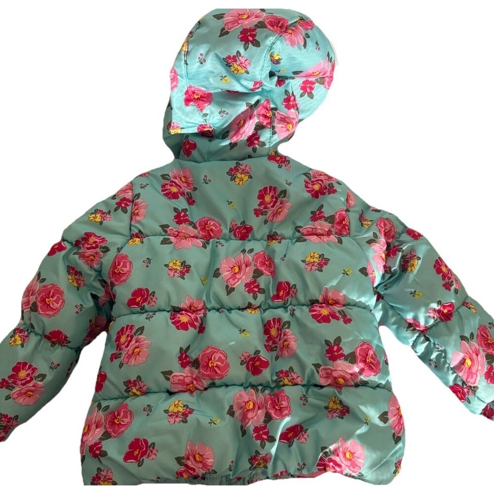 CARTERS baby Girl Toddler 18 Month Winter Puffer Fleece Warm Jacket Coat Floral - Picture 3 of 8